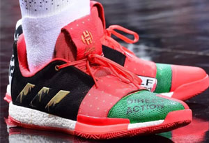 Nick Young wears Harden 3 Black Month color scheme